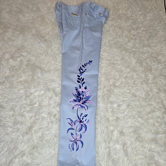 NWT Lilly Pulitzer Skinny Pants "Floral Pained Jean" - Picture 10 of 15